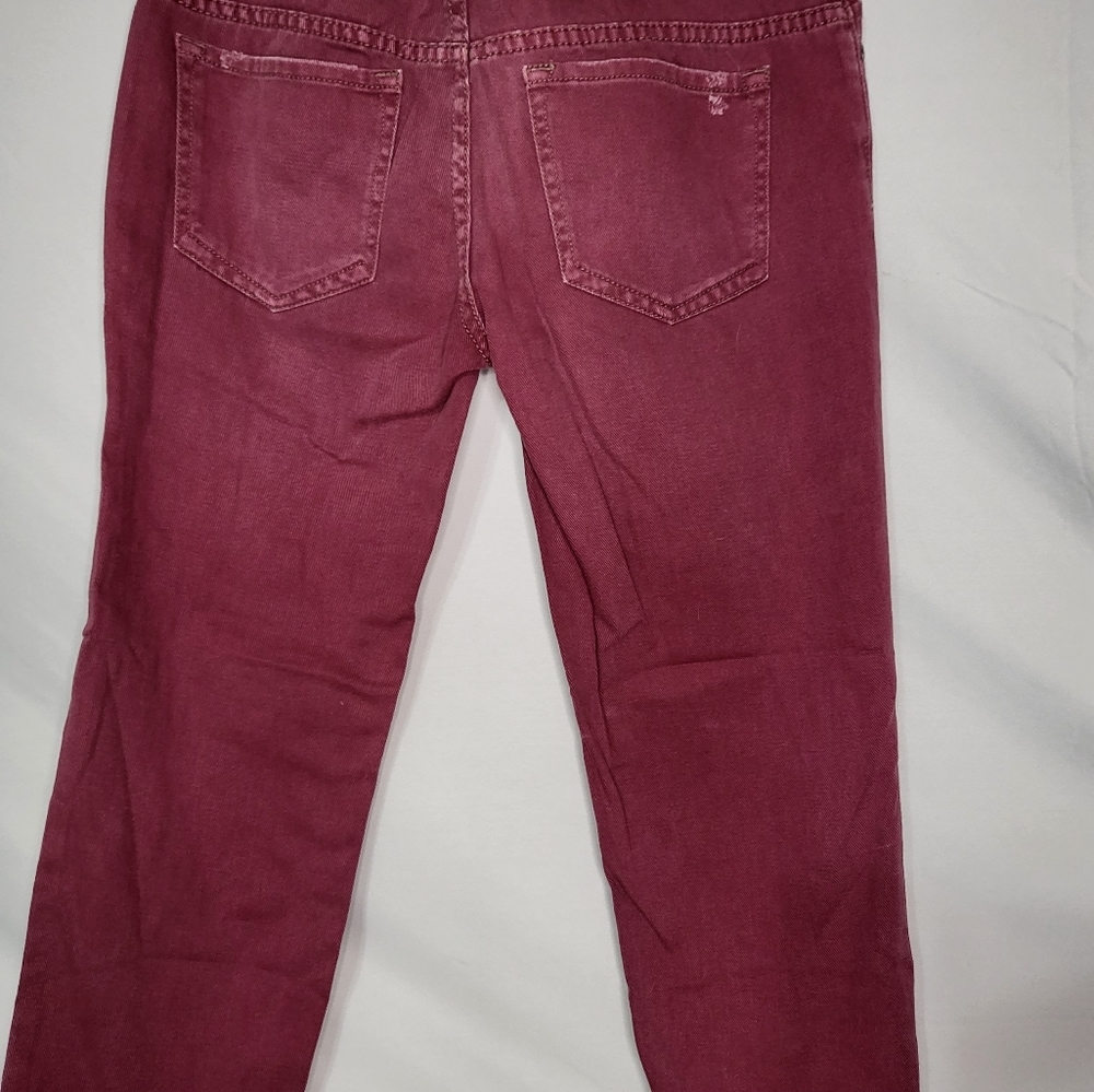 Free People Distressed Crop Straight Leg Denim Jeans Berry Purple Size 27 - Picture 3 of 14